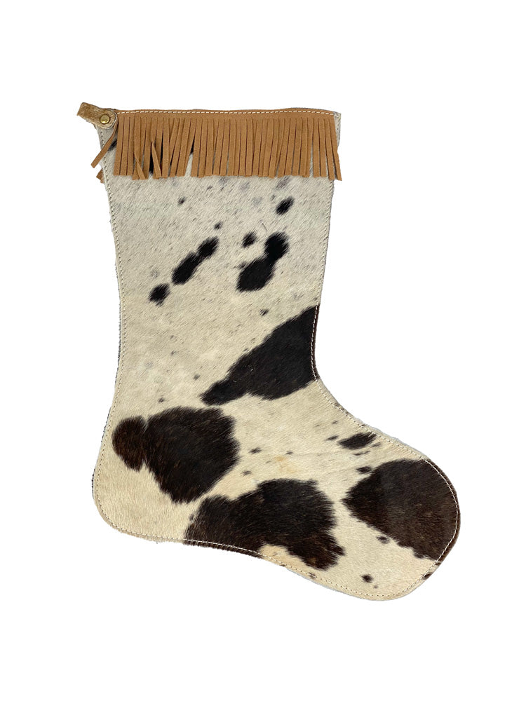 Cowhide Stocking with Leather Fringe