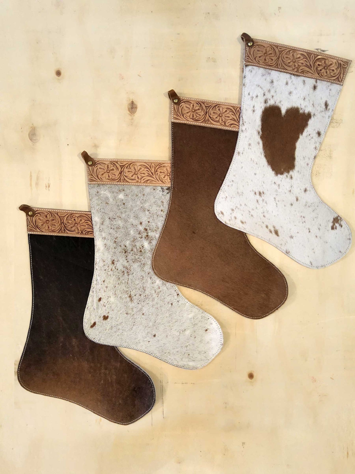 Cowhide Stocking with Tooled Leather