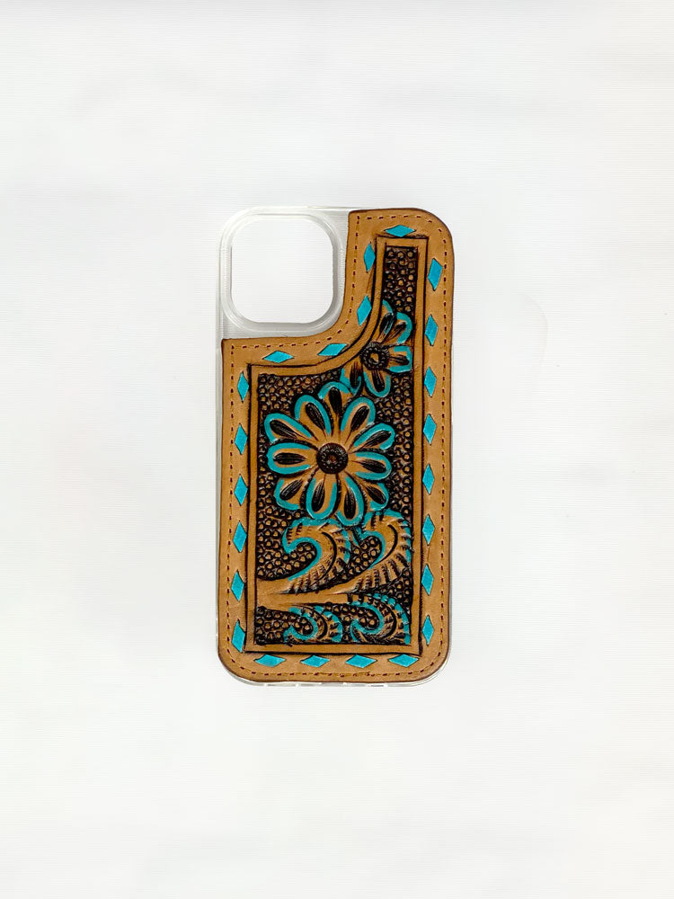 iPhone 15 Cover - Tooled Leather Western Phone Case