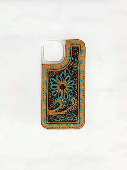 iPhone 15 Cover - Tooled Leather Western Phone Case