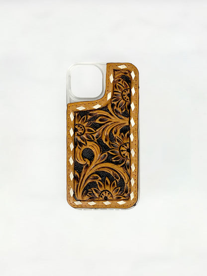 iPhone 15 Cover - Tooled Leather Western Phone Case