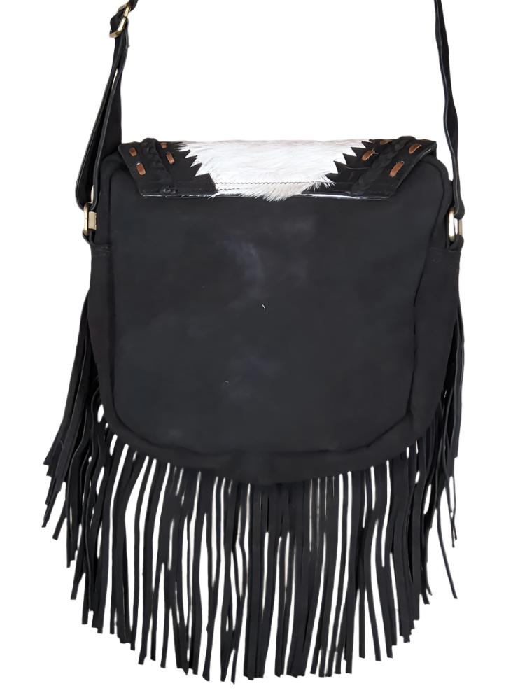 Western Black Suede Fringe Purse