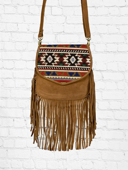 Western Boho Crossbody Bag with Fringe