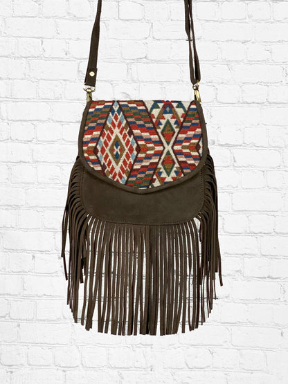 Western Boho Crossbody Bag with Fringe