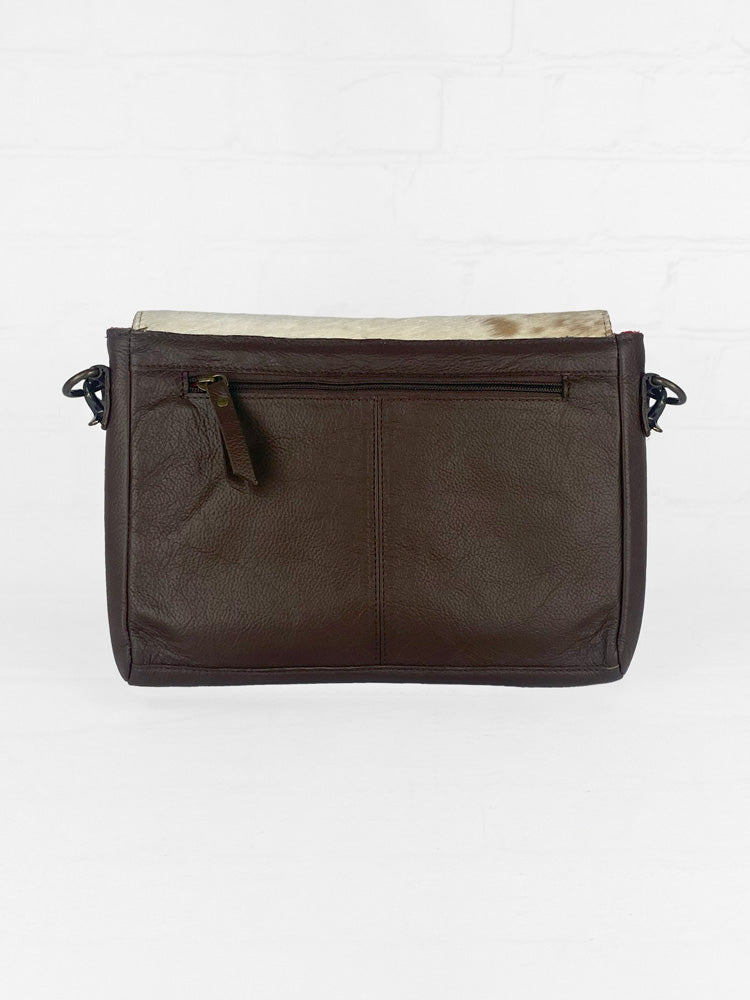 Cowhide & Tooled Leather Flap Purse