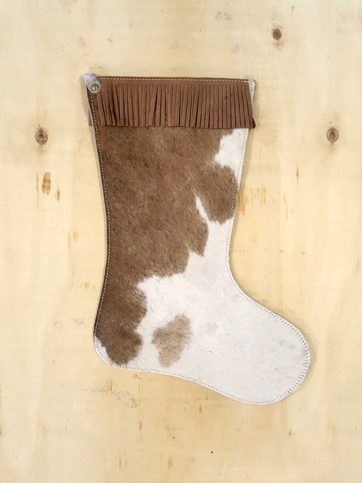 Cowhide Stocking with Leather Fringe