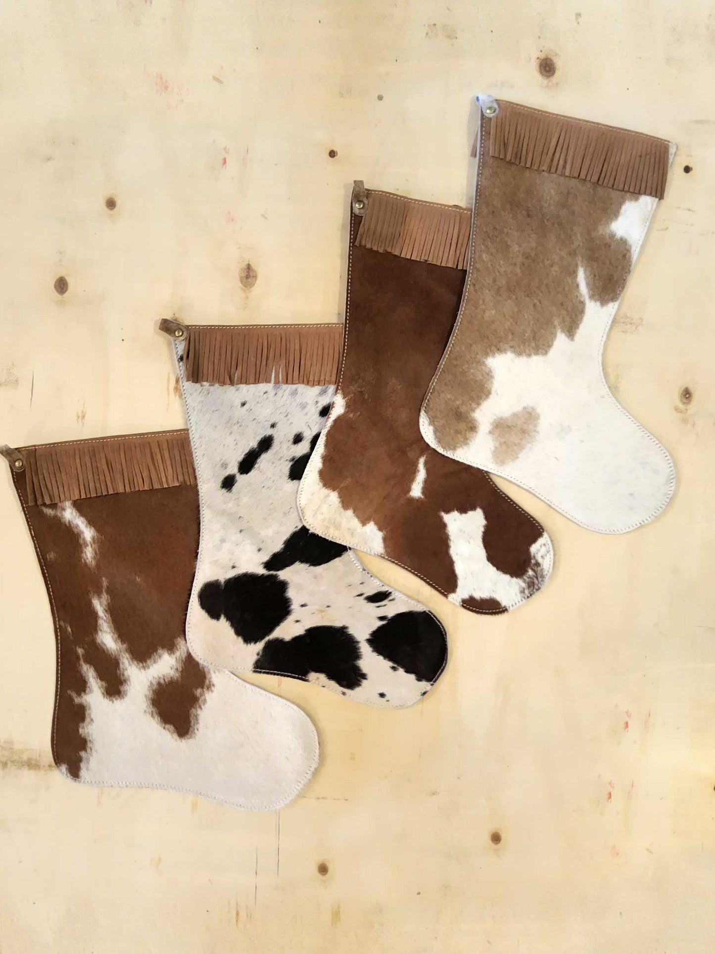 Cowhide Stocking with Leather Fringe