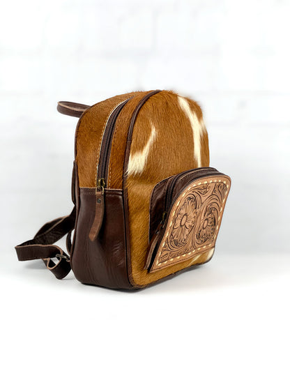 Mini Backpack Purse-Cowhide and Leather