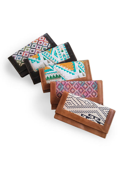 Aztec Canvas and Leather Wallet