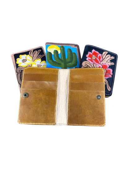 Hand Painted & Tooled Leather Western Wallet