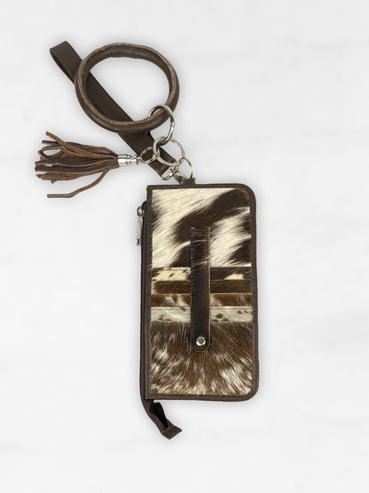 Cowhide Wallet with Wristlet Ring