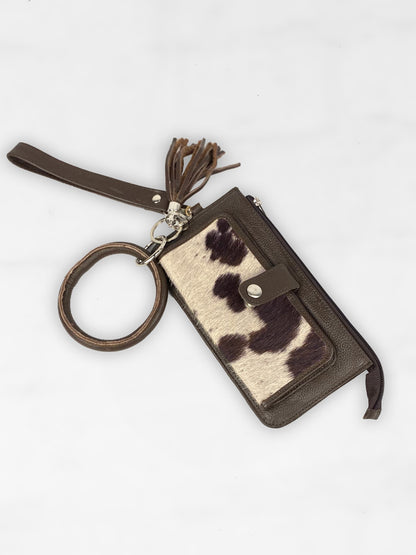 Cowhide Wallet with Wristlet Ring