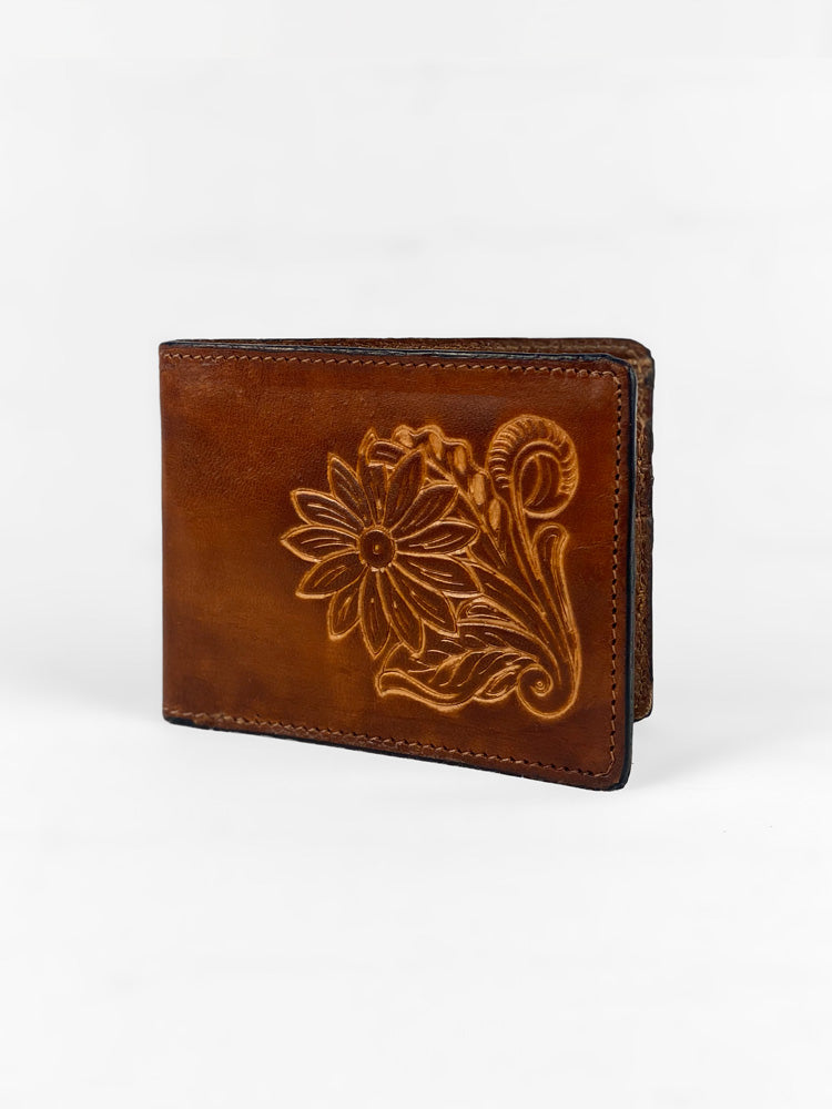 Men's Bi-Fold Western Wallet with Tooled Accent