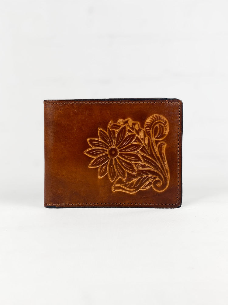 Men's Bi-Fold Western Wallet with Tooled Accent