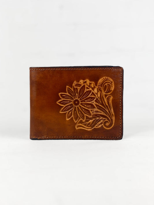 Men's Bi-Fold Western Wallet with Tooled Accent